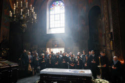 Burial service for sculptor Zurab Tsereteli in Tbilisi, Georgia