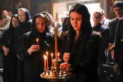 Burial service for sculptor Zurab Tsereteli in Tbilisi, Georgia