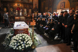 Burial service for sculptor Zurab Tsereteli in Tbilisi, Georgia
