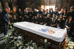 Burial service for sculptor Zurab Tsereteli in Tbilisi, Georgia