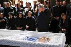 Burial service for sculptor Zurab Tsereteli in Tbilisi, Georgia
