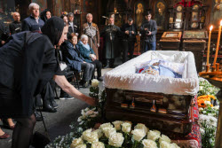 Burial service for sculptor Zurab Tsereteli in Tbilisi, Georgia