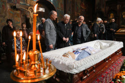 Burial service for sculptor Zurab Tsereteli in Tbilisi, Georgia