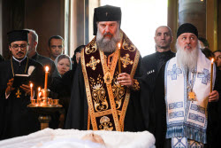 Burial service for sculptor Zurab Tsereteli in Tbilisi, Georgia