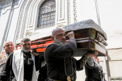 Burial service for sculptor Zurab Tsereteli in Tbilisi, Georgia