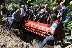 Burial of sculptor Zurab Tsereteli in Tbilisi, Georgia