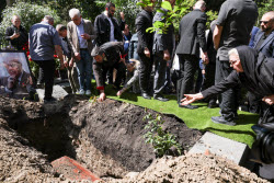 Burial of sculptor Zurab Tsereteli in Tbilisi, Georgia