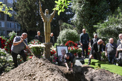 Burial of sculptor Zurab Tsereteli in Tbilisi, Georgia