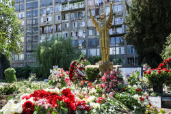 Burial of sculptor Zurab Tsereteli in Tbilisi, Georgia