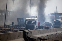 Explosion at Rajaie port in city of Bandar Abbas southern Iran