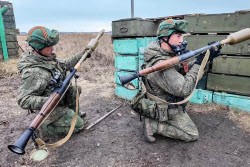 North Korean servicemen in combat training