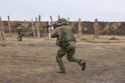 North Korean servicemen in combat training