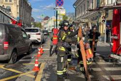 Обстановка на месте пожара в центре Москвы