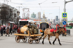 Parade marks Fire Service Day in Yekaterinburg, Russia