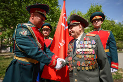 Parade for WWII veteran in Lugansk