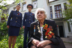 Parade for WWII veteran in Lugansk