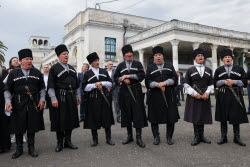 Launch of Dioscuria electric train between Sirius, Russia and Sukhum, Abkhazia