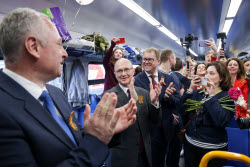 Launch of Dioscuria electric train between Sirius, Russia and Sukhum, Abkhazia