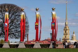 St Petersburg decorated for Victory Day celebrations