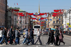 St Petersburg decorated for Victory Day celebrations
