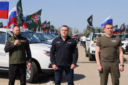Handing over vehicles to special military operation zone in Rostov-on-Don
