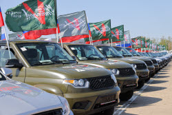 Handing over vehicles to special military operation zone in Rostov-on-Don