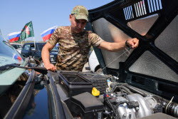 Handing over vehicles to special military operation zone in Rostov-on-Don