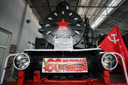 Railway trains under restoration in Donetsk