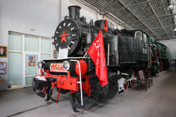 Railway trains under restoration in Donetsk