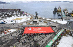 Развертывание Знамени Победы в Североморске