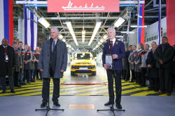 Cuba's President Diaz-Canel and Moscow Mayor Sobyanin visit Moskvitch car factory