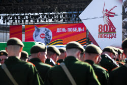 Victory Day parade in Yuzhno-Sakhalinsk, Russia