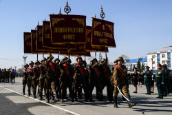 Victory Day parade in Yuzhno-Sakhalinsk, Russia