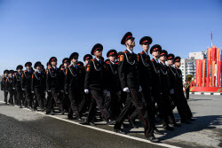 Victory Day parade in Yuzhno-Sakhalinsk, Russia