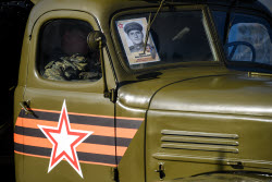 Victory Day parade in Yuzhno-Sakhalinsk, Russia
