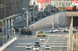 Military hardware heads for Moscow's Red Square on Victory Day