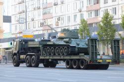 Military hardware heads for Moscow's Red Square on Victory Day