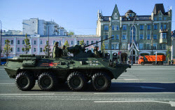 Military hardware heads for Moscow's Red Square on Victory Day