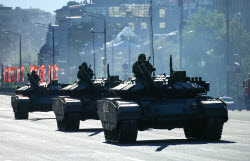 Military hardware heads for Moscow's Red Square on Victory Day