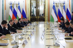 Встреча президента РФ Путина и президента Узбекистана Мирзиеева