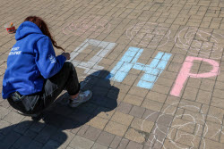 Historical reenactment of 2014 status referendum in Donetsk