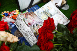Makeshift memorial for victims of May 2024 Belgorod apartment building collapse