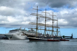 Sail training ship Kruzenshtern calls at Port Luis, Mauritius