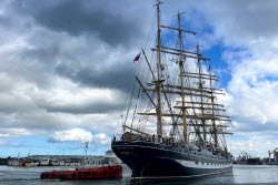 Sail training ship Kruzenshtern calls at Port Luis, Mauritius
