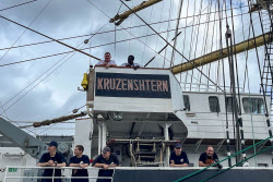 Sail training ship Kruzenshtern calls at Port Luis, Mauritius