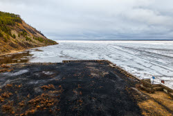Floating ice on Lena River in Sakha Republic, Russia