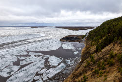 Floating ice on Lena River in Sakha Republic, Russia