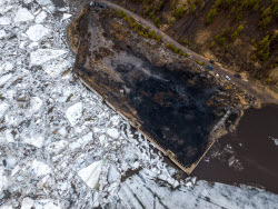 Floating ice on Lena River in Sakha Republic, Russia