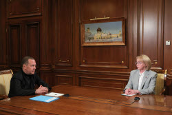 Russian Security Council Deputy Chairman Medvedev meets with Gekht, acting governor of Russia's Nenets Autonomous Area