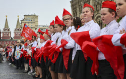 A joining ceremony for the Pioneer Organization at the Red Square in Moscow